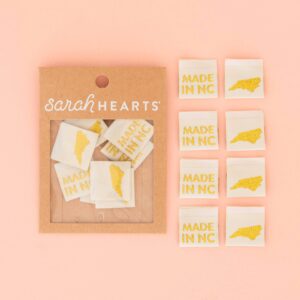 made in my state gold woven labels