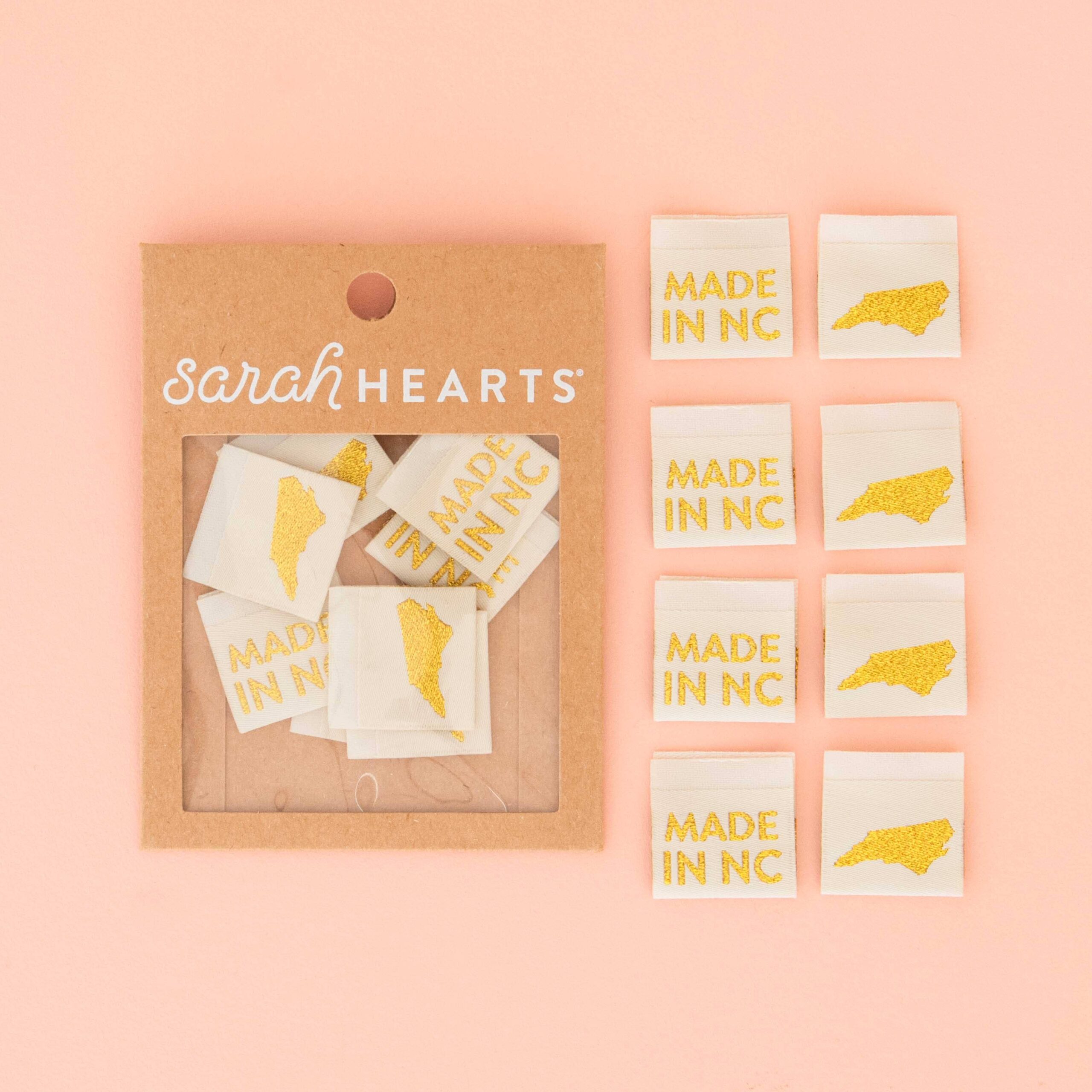 made in my state gold woven labels