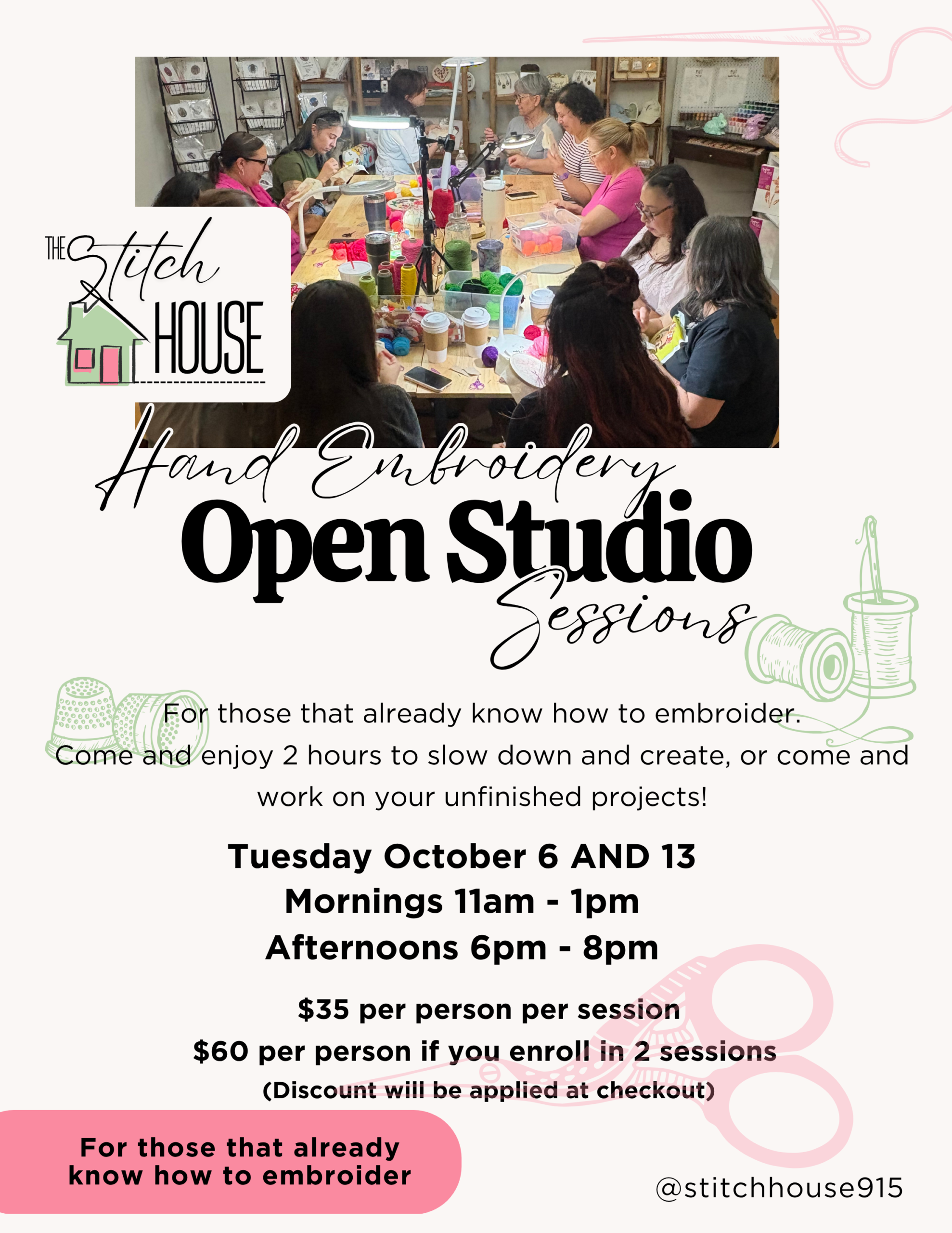 Embroidery Open Studio Sessions - October