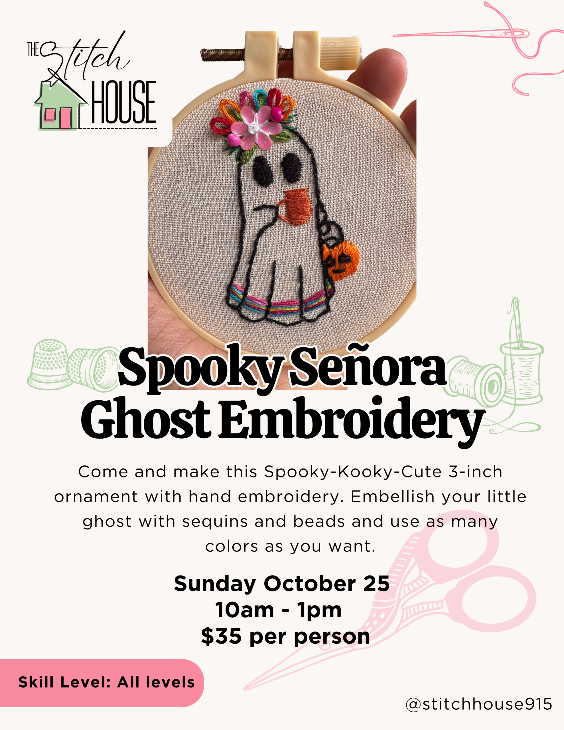 Spooky Señora Ghost Embroidery