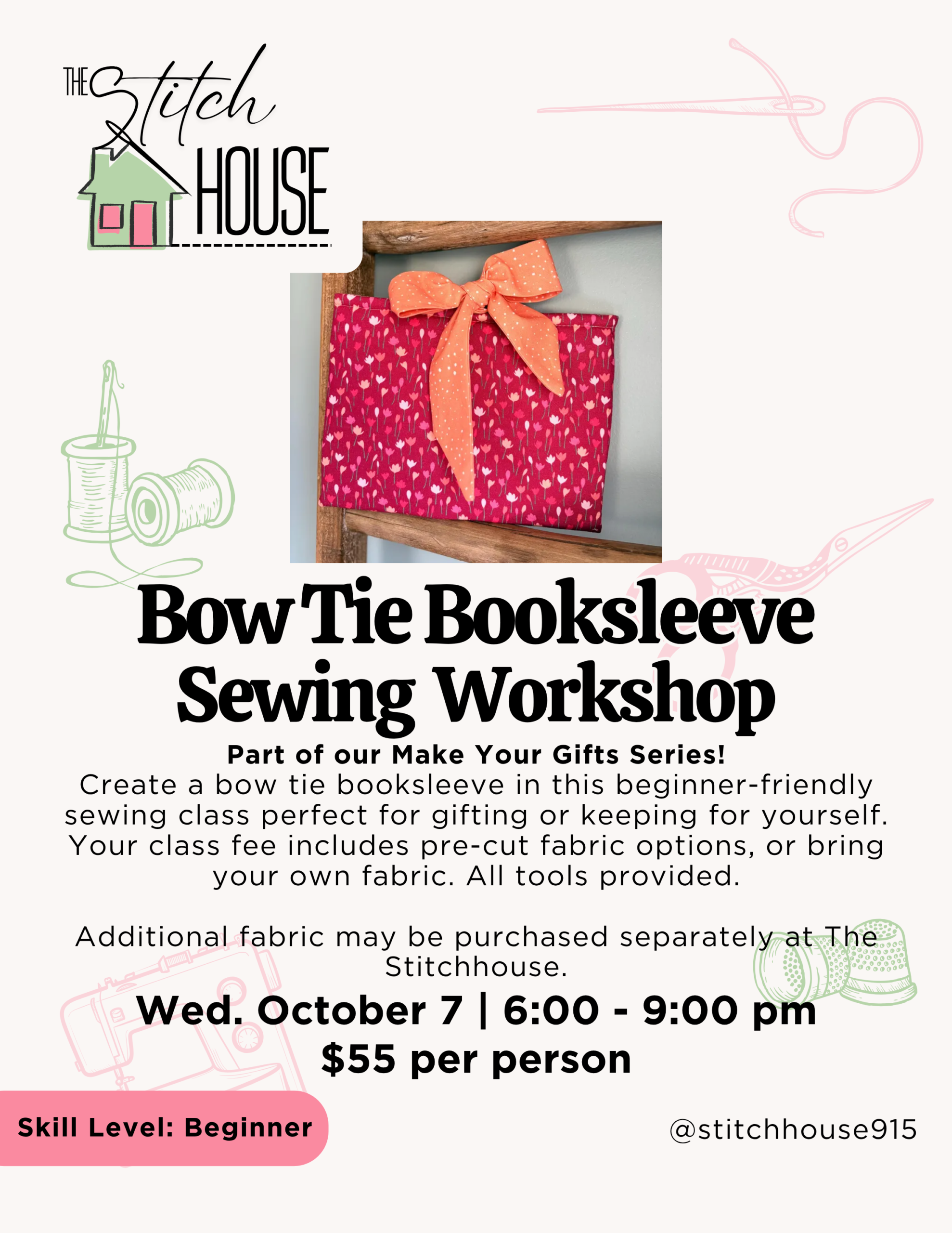 Bow Tie Booksleeve Sewing Workshop