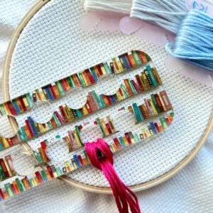 Books on a Bookshelf Embroidery Floss Organizer for 20 Colors | Reader's Transparent Thread Holder