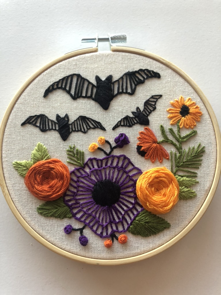 Botanicals Bats DIY Hand Embroidery Kit by CushiCushi915