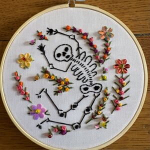 Dancing Skeleton with Beads & Sequins DIY Hand Embroidery Kit by CushiCushi915
