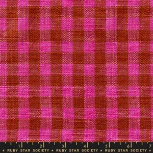 Ruby Star Society 16" Sunshine Toweling Hot Pink Checks
